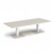 Brescia rectangular coffee table with flat square white bases 1800mm x 800mm - Light Grey BCR1800-WH-LG