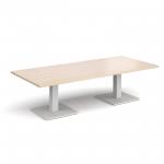 Brescia rectangular coffee table with flat square white bases 1800mm x 800mm - maple BCR1800-WH-M