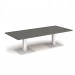Brescia rectangular coffee table with flat square white bases 1800mm x 800mm - Onyx Grey BCR1800-WH-OG