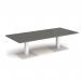 Brescia rectangular coffee table with flat square white bases 1800mm x 800mm - Onyx Grey BCR1800-WH-OG