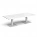 Brescia rectangular coffee table with flat square white bases 1800mm x 800mm - white BCR1800-WH-WH