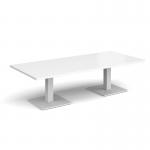 Brescia rectangular coffee table with flat square white bases 1800mm x 800mm - white BCR1800-WH-WH
