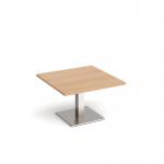 Brescia square coffee table with flat square brushed steel base 800mm - made to order BCS800-BS