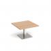 Brescia square coffee table with flat square brushed steel base 800mm - beech BCS800-BS-B