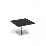 Brescia square coffee table with flat square brushed steel base 800mm - Black BCS800-BS-BK