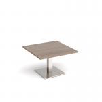 Brescia square coffee table with flat square brushed steel base 800mm - barcelona walnut BCS800-BS-BW