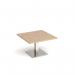 Brescia square coffee table with flat square brushed steel base 800mm - kendal oak
