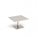 Brescia square coffee table with flat square brushed steel base 800mm - Light Oak BCS800-BS-LG