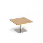 Brescia square coffee table with flat square brushed steel base 800mm - oak BCS800-BS-O