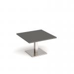 Brescia square coffee table with flat square brushed steel base 800mm - Onyx Grey BCS800-BS-OG