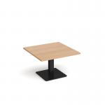 Brescia square coffee table with flat square black base 800mm - beech