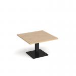 Brescia square coffee table with flat square black base 800mm - kendal oak BCS800-K-KO
