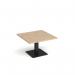 Brescia square coffee table with flat square black base 800mm - kendal oak