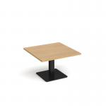 Brescia square coffee table with flat square black base 800mm - oak