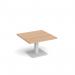 Brescia square coffee table with flat square white base 800mm - beech BCS800-WH-B