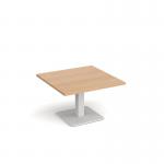 Brescia square coffee table with flat square white base 800mm - beech