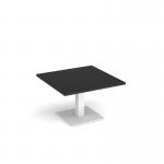 Brescia square coffee table with flat square white base 800mm - Black BCS800-WH-BK