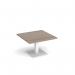 Brescia square coffee table with flat square white base 800mm - barcelona walnut BCS800-WH-BW