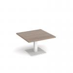 Brescia square coffee table with flat square white base 800mm - barcelona walnut BCS800-WH-BW