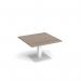 Brescia square coffee table with flat square white base 800mm - barcelona walnut