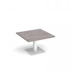 Brescia square coffee table with flat square white base 800mm - grey oak BCS800-WH-GO