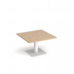 Brescia square coffee table with flat square white base 800mm - kendal oak BCS800-WH-KO