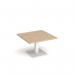 Brescia square coffee table with flat square white base 800mm - kendal oak BCS800-WH-KO