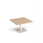 Brescia square coffee table with flat square white base 800mm - kendal oak BCS800-WH-KO