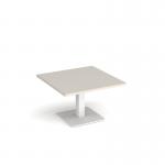 Brescia square coffee table with flat square white base 800mm - Light Grey BCS800-WH-LG