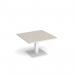 Brescia square coffee table with flat square white base 800mm - Light Grey BCS800-WH-LG
