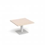 Brescia square coffee table with flat square white base 800mm - maple