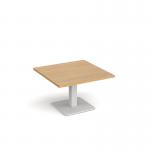 Brescia square coffee table with flat square white base 800mm - oak