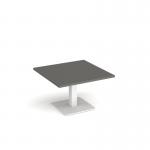 Brescia square coffee table with flat square white base 800mm - Onyx grey BCS800-WH-OG