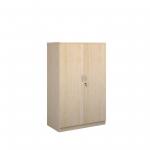 Deluxe double door cupboard 1600mm high with 3 shelves - maple