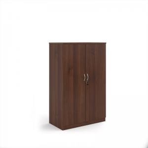 Deluxe double door cupboard 1600mm high with 3 shelves - Walnut BD16W