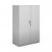 This photo shows a sleek and elegant white cupboard, measuring 1600mm in height and featuring double doors and 3 shelves. Its minimalist design and medium size make it a versatile storage solution for any room.