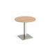 Brescia circular dining table with flat square brushed steel base 800mm - made to order