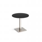 Brescia circular dining table with flat square brushed steel base 800mm - Black BDC800-BS-BK