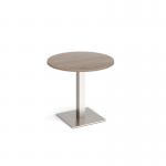 Brescia circular dining table with flat square brushed steel base 800mm - barcelona walnut BDC800-BS-BW