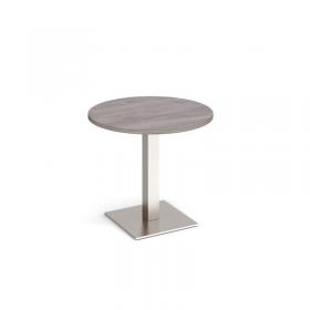 Brescia circular dining table with flat square brushed steel base 800mm - grey oak BDC800-BS-GO