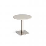 Brescia circular dining table with flat square brushed steel base 800mm - Light Grey BDC800-BS-LG