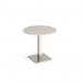 Brescia circular dining table with flat square brushed steel base 800mm - Light Grey BDC800-BS-LG