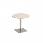 Brescia circular dining table with flat square brushed steel base 800mm - maple BDC800-BS-M