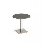 Brescia circular dining table with flat square brushed steel base 800mm -Onyx Grey BDC800-BS-OG