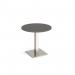 Brescia circular dining table with flat square brushed steel base 800mm -Onyx Grey BDC800-BS-OG