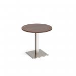 Brescia circular dining table with flat square brushed steel base 800mm - walnut BDC800-BS-W
