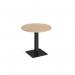 Brescia circular dining table with flat square black base 800mm - kendal oak