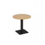 Brescia circular dining table with flat square black base 800mm - oak