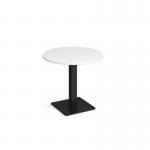 Brescia circular dining table with flat square black base 800mm - white