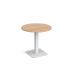 Brescia circular dining table with flat square white base 800mm - beech BDC800-WH-B